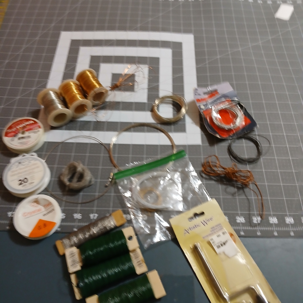 Assorted Crafting Supplies with Wire and Thread
